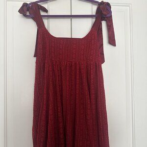 Urban Outfitters Dress Womens Medium Red Lace Sleeveless Tie Strap Lined Boho